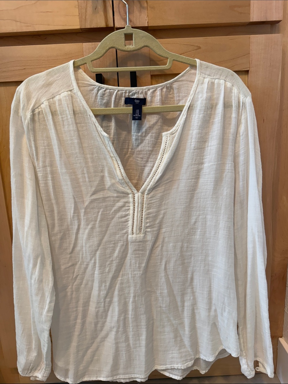 GAP White Lightweight Gauze Henley Top